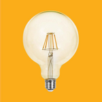 E27 12W(1350Lm) LED-lampa Filament, bärnstensfärgad, G125, glas, V-TAC, IP20, varmvitt ljus 2200K