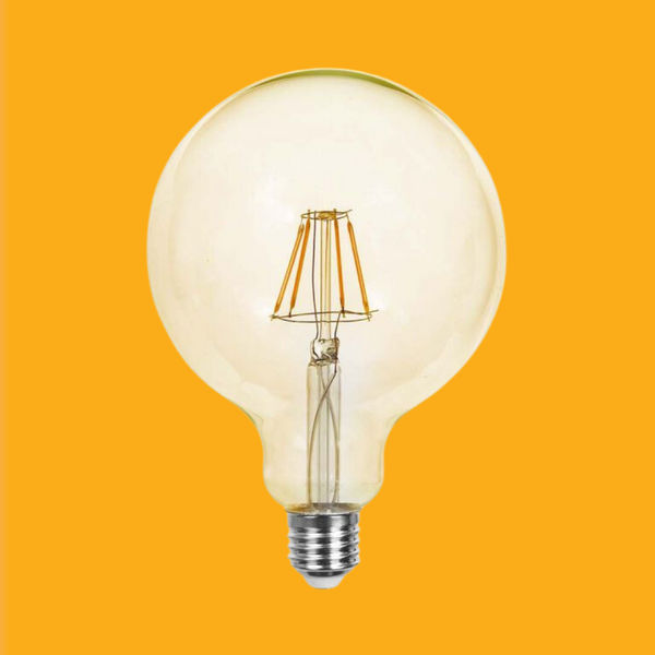 E27 12W(1350Lm) LED Bulb Filament, amber, G125, glass, V-TAC, IP20, warm white light 2200K