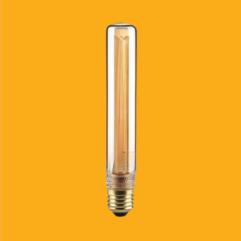 E27 2W(65Lm) LED-lampa Glödtråd, gul, T30, Glas, V-TAC, IP20, Varmvit 1800K