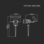 2W(40Lm) LED solcellsarmatur för trädgård, V-TAC, IP65, svart, neutralvit 4000K