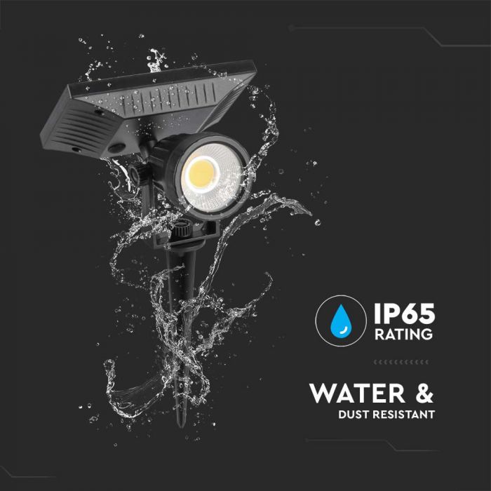 2W(40Lm) LED solcellsarmatur för trädgård, V-TAC, IP65, svart, neutralvit 4000K