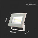 20W(1650Lm) LED-strålkastare, V-TAC, IP65, vit, kallvit 6400K