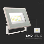 20W(1650Lm) LED-strålkastare, V-TAC, IP65, vit, kallvit 6400K