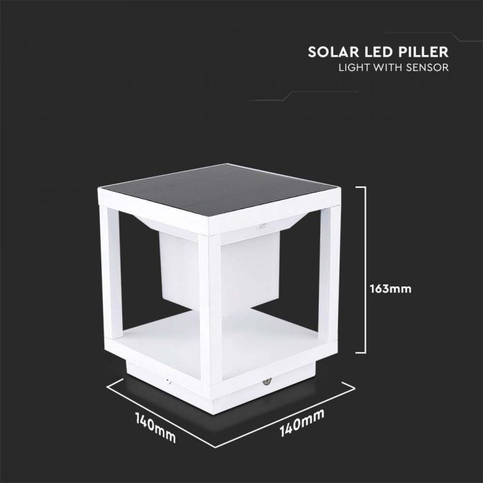 2W(90Lm) LED solārais dārza gaismeklis, V-TAC, IP65, silti balta gaisma 3000K