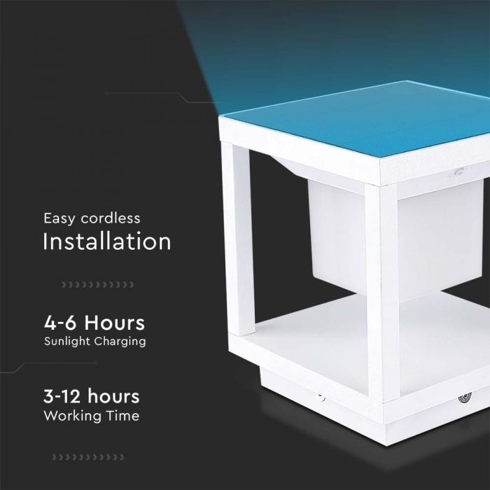 2W(90Lm) LED solārais dārza gaismeklis, V-TAC, IP65, silti balta gaisma 3000K