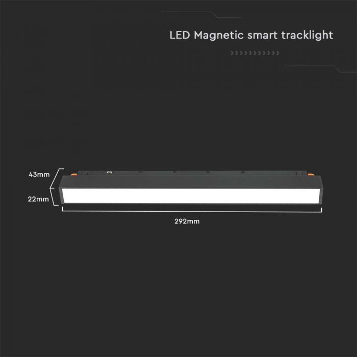 12W (1200Lm) LED SMART magnetiline rööpmelvalgusti, V-TAC, DC:48V, IP20, must, 3IN1
