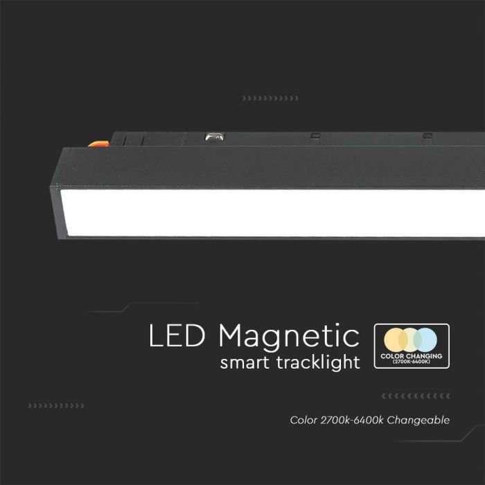 12W(1200Lm) LED SMART magnetic track light, V-TAC, DC:48V, IP20, black, 3IN1