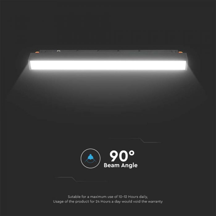 12W (1200Lm) LED SMART magnetiline rööpmelvalgusti, V-TAC, DC:48V, IP20, must, 3IN1