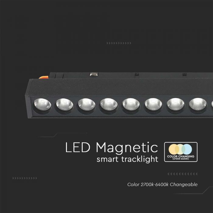 14W(1300Lm) LED SMART magnetic track light, V-TAC, DC:48V, IP20, black, 3IN1