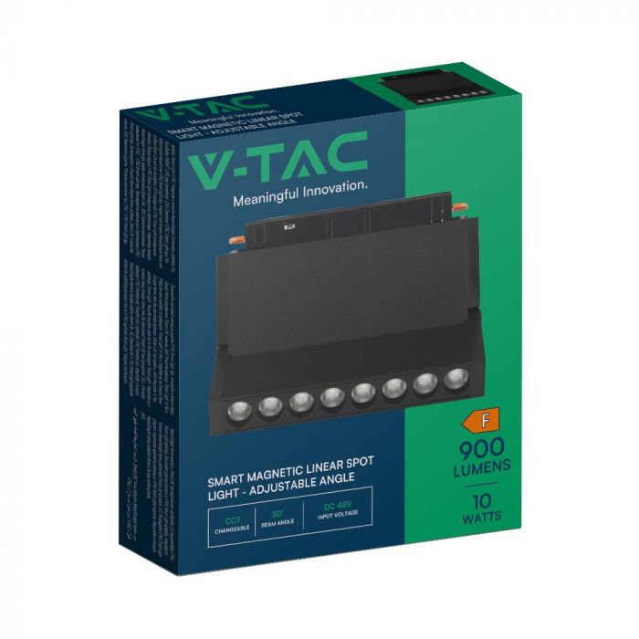 10W(900Lm) LED SMART magnetiline raidvalgusti, V-TAC, DC:48V, IP20, must, 3IN1