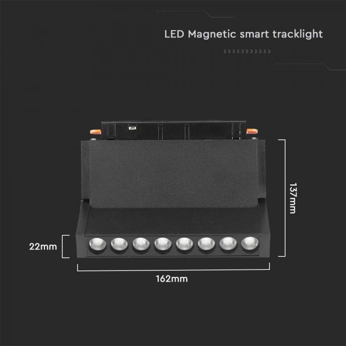 10W(900Lm) LED SMART magnetiline raidvalgusti, V-TAC, DC:48V, IP20, must, 3IN1