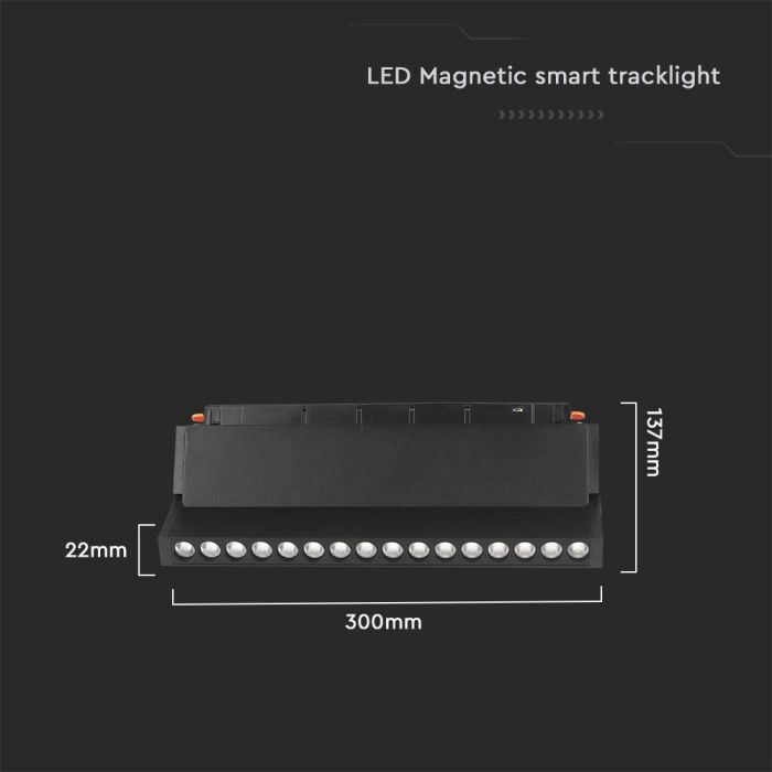 10W(900Lm) LED SMART magnetiline raidvalgusti, V-TA, IP20, must, 3IN1