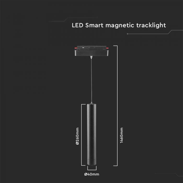 8W(700Lm) LED SMART sliežu sistēmas gaismeklis, V-TAC,  DC:48V, IP20, 3IN1