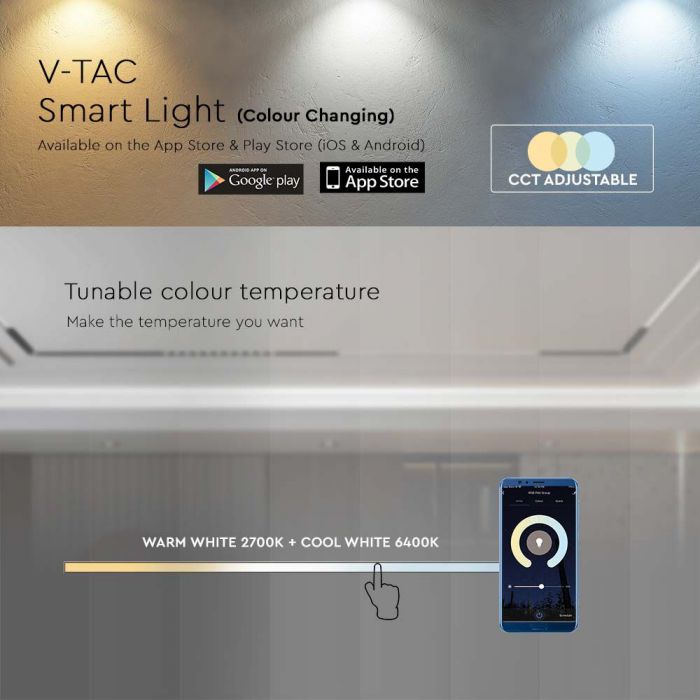8W(700Lm) LED SMART sliežu sistēmas gaismeklis, V-TAC,  DC:48V, IP20, 3IN1