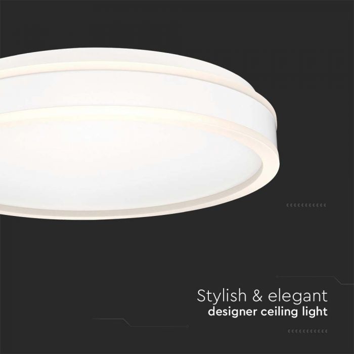 38W(4050Lm) LED-takarmatur, V-TAC, rund, vit finish, neutralvit 4000K