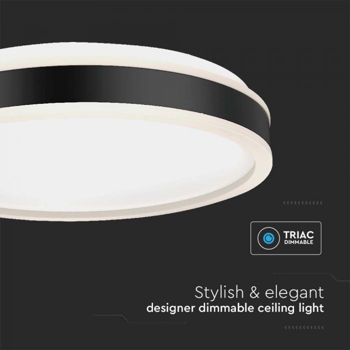 38W(4050Lm) LED-takarmatur, V-TAC, rund, svart finish, neutralvit 4000K