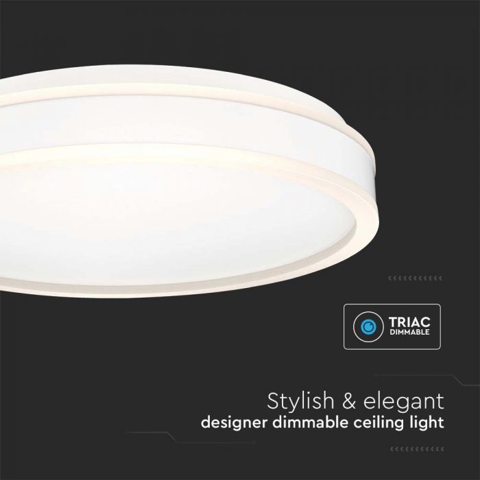 38W(4050Lm) LED-takarmatur, V-TAC, rund, vit finish, neutralvit 4000K