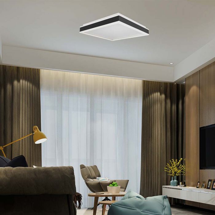 38W(4050Lm) LED-takarmatur, V-TAC, fyrkantig, svart finish, neutralvit 4000K