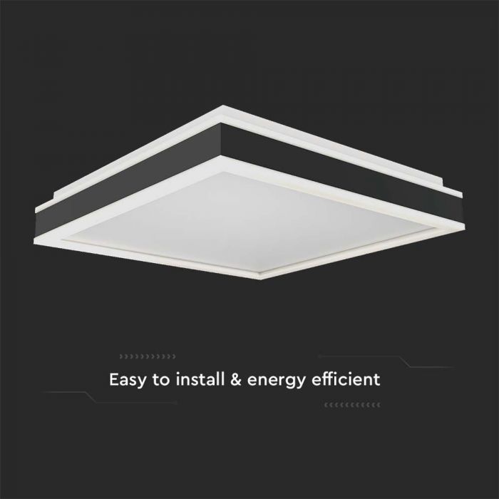 38W(4050Lm) LED-takarmatur, V-TAC, fyrkantig, svart finish, neutralvit 4000K