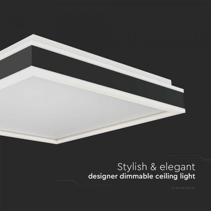 38W(4050Lm) LED-takarmatur, V-TAC, fyrkantig, svart finish, neutralvit 4000K