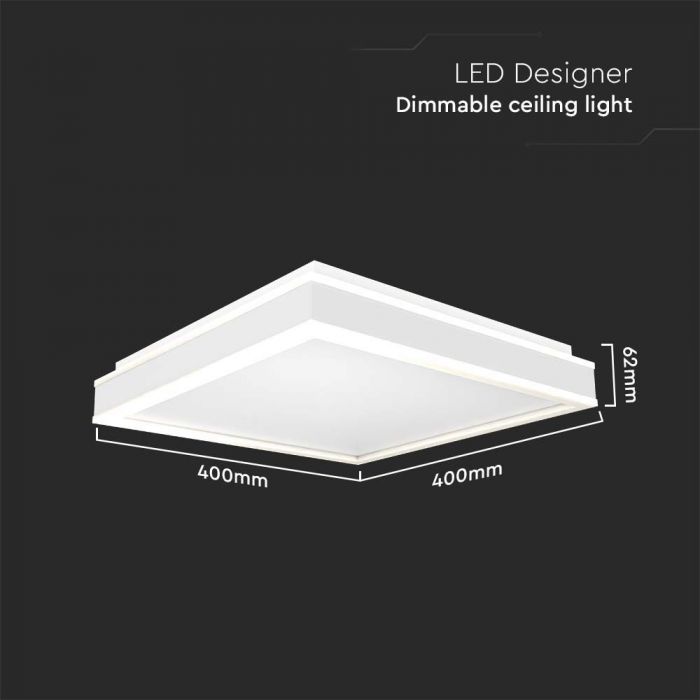 38W(4050Lm) LED-takarmatur, V-TAC, rund, vit finish, neutralvit 4000K