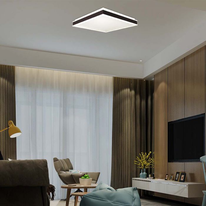48W(4480Lm) LED-kupolarmatur, IP20, V-TAC, fyrkantig, med svart finish, 500x500x62mm, 4000K neutral