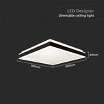 48W(4480Lm) LED-kupolarmatur, IP20, V-TAC, fyrkantig, med svart finish, 500x500x62mm, 4000K neutral
