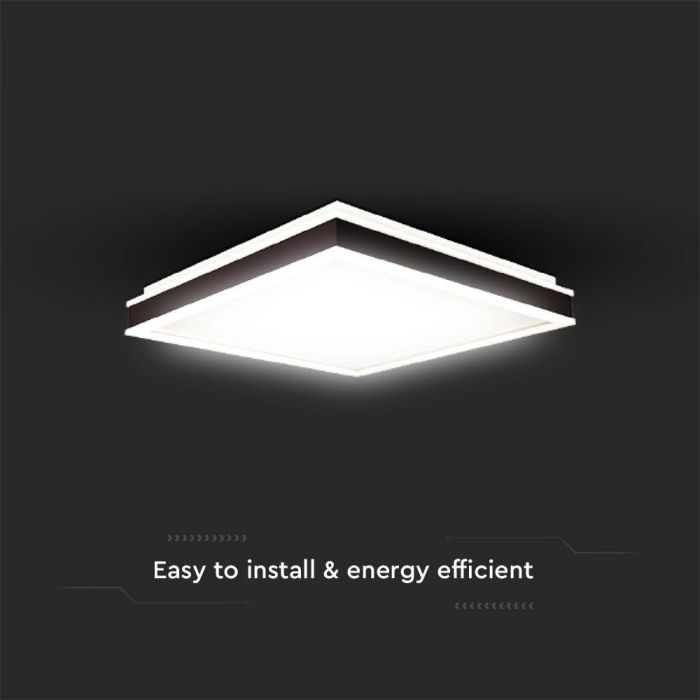 48W(4480Lm) LED-kupolarmatur, IP20, V-TAC, fyrkantig, med svart finish, 500x500x62mm, 4000K neutral