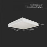 48W(4480Lm) LED-kupolarmatur, IP20, V-TAC, kvadratisk, vit, 500x500x62mm, neutralt dimbar 4000K