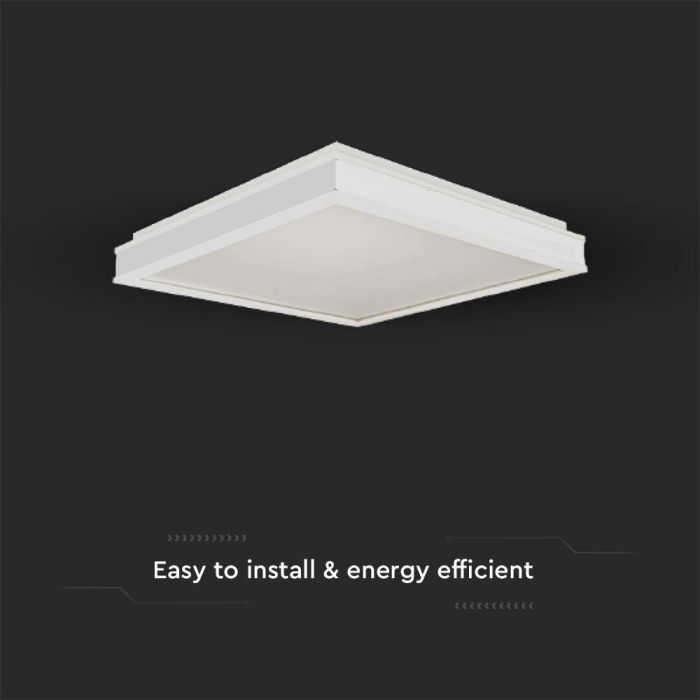 48W(4480Lm) LED-kupolarmatur, IP20, V-TAC, kvadratisk, vit, 500x500x62mm, neutralt dimbar 4000K