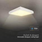 48W(4480Lm) LED-kupolarmatur, IP20, V-TAC, kvadratisk, vit, 500x500x62mm, neutralt dimbar 4000K