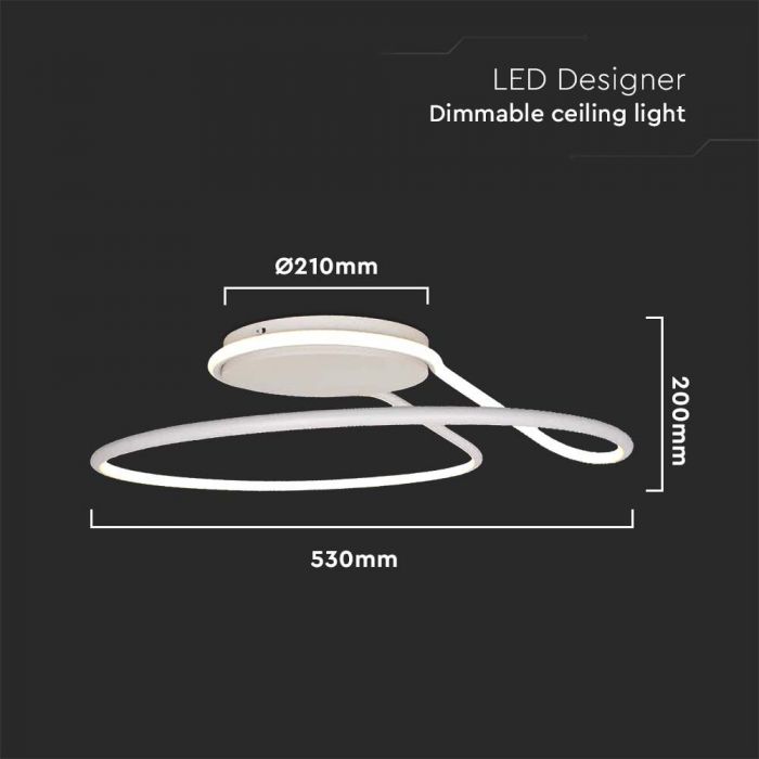 SUPERAKCIJA_54W(5330Lm) LED TRIAC dizaina gaismeklis, V-TAC, IP20, dimmējams, balts,  530x210x200mm, neitrāli balta gaisma 4000K