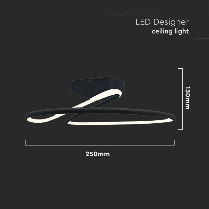 SUPERACTION_20W(2130Lm) LED disainvalgusti, V-TAC, IP20, must, 250x130mm, neutraalne valge 4000K