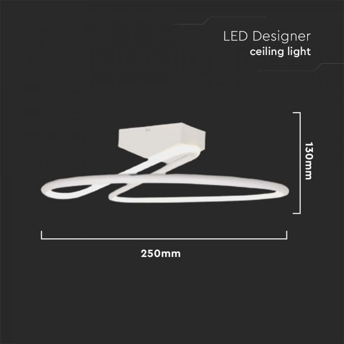 20W(2130Lm) LED design lamp, V-TAC, IP20, white, 250x130mm, neutral white light 4000K