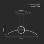 30W(3200Lm) LED disainvalgusti, V-TAC, IP20, must, 890x250mm, neutraalne valge 4000K
