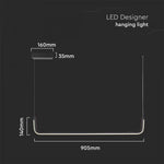 12W(1200Lm) LED dizaina gaismeklis, V-TAC, IP20, melns, neitrāli balta gaisma 4000K