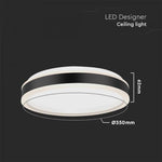 18W(1280Lm) LED-kupolarmatur, IP20, V-TAC, rund, svart, 350x62mm, neutralvit 4000K