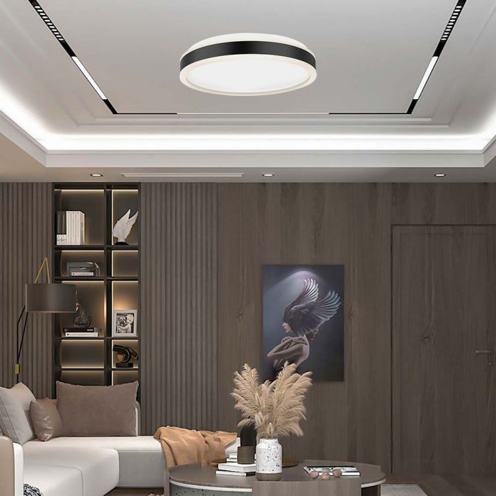 24W(2500Lm) LED kupolveida gaismeklis, IP20, V-TAC, apaļš, melns,  450x62mm, neitrāli balta gaisma 4000K