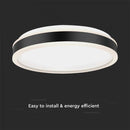 24W(2500Lm) LED dome light, IP20, V-TAC, round, black, 450x62mm, neutral white light 4000K