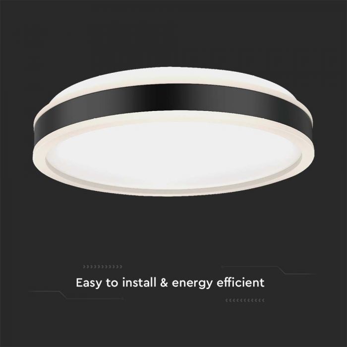 24W(2500Lm) LED-kupolarmatur, IP20, V-TAC, rund, svart, 450x62mm, neutralvit 4000K