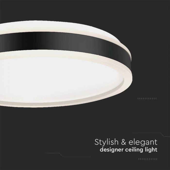 24W(2500Lm) LED-kupolarmatur, IP20, V-TAC, rund, svart, 450x62mm, neutralvit 4000K