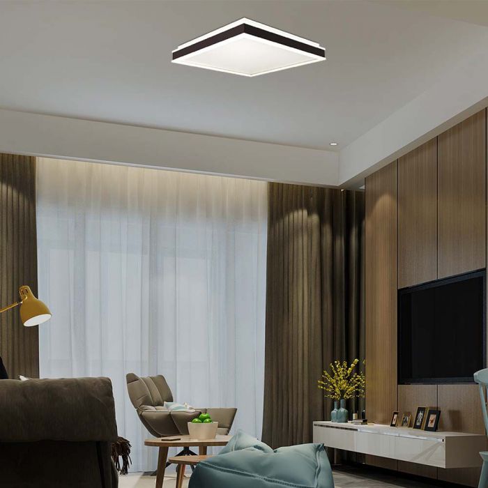 18W(1490Lm) LED kupolveida gaismeklis, IP20, V-TAC, kvadrāta, melns,  350x350x62mm, neitrāli balta gaisma 4000K