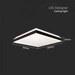 18W(1490Lm) LED-kupolarmatur, IP20, V-TAC, fyrkantig, svart, 350x350x62mm, neutralvit 4000K