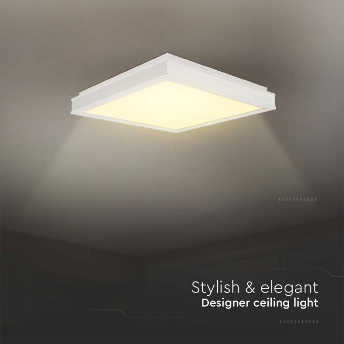 18W(1490Lm) LED-kupolarmatur, IP20, V-TAC, fyrkantig, vit, 350x350x62mm, neutralvitt ljus 4000K