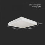 24W(2450Lm) LED-kupolarmatur, IP20, V-TAC, fyrkantig, vit, 450x450x62mm, neutralvitt ljus 4000K