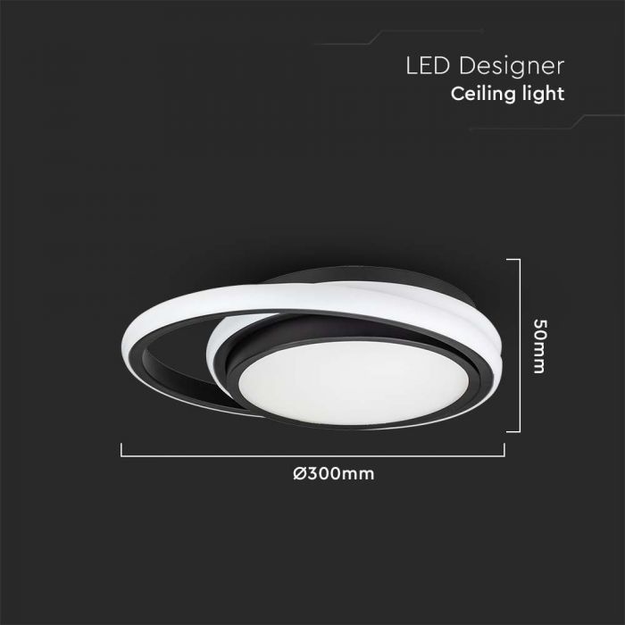24W(2560Lm) LED dizaina gaismeklis, V-TAC, IP20, melns/balts, 310x60mm, neitrāli balta gaisma 4000K