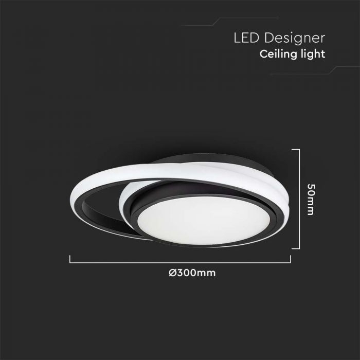 24W(2560Lm) LED design lamp, V-TAC, IP20, black/white, 310x60mm, neutral white light 4000K