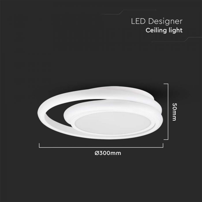 24W(2560Lm) LED-designarmatur, V-TAC, IP20, vit, 310x60mm, neutralvit 4000K