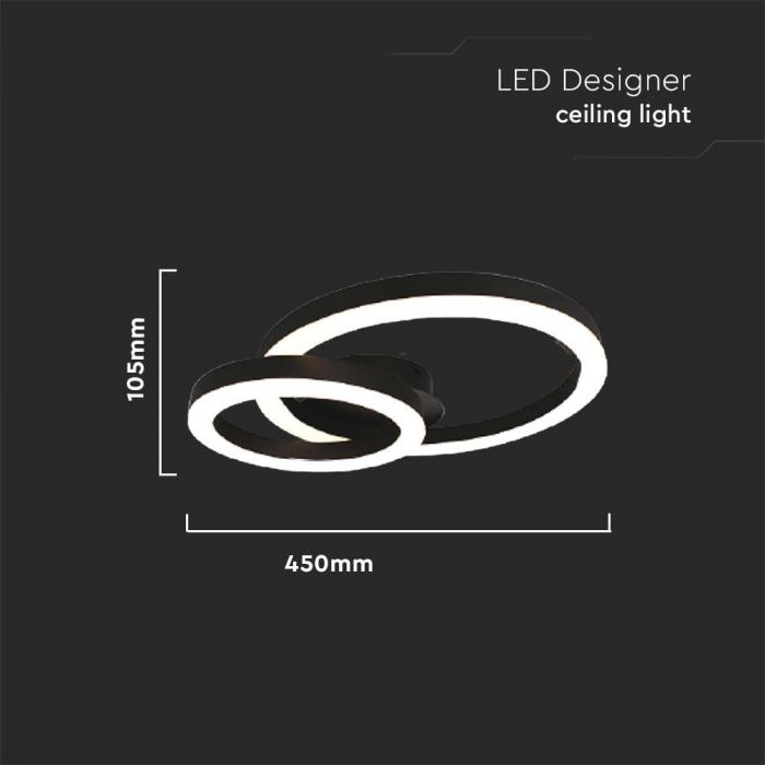 SUPERACTION_20W(2130Lm) светодиодный дизайнерский светильник, V-TAC, IP20, черный, 450x300x105mm, теплый белый свет 3000K