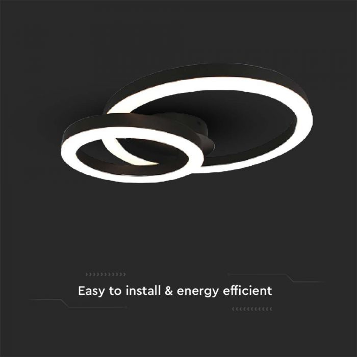 20W(2130Lm) LED-designarmatur, V-TAC, IP20, svart, 450x300x105mm, varmvitt ljus 3000K